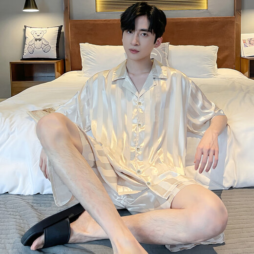 CK男士夏季冰丝睡衣短袖新款 【冰丝】S1369男 L