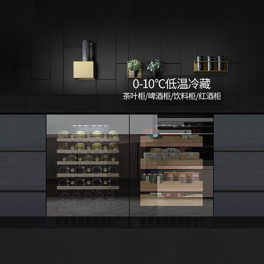 DBERLAN 40-piece under-counter embedded wine cabinet, constant-temperature wine cabinet, beverage cabinet, tea refrigerated cabinet, built-in wall for home use, high-end vacuum door-electric door, dual temperature, 46 pieces (scheduled period of 35 days) 46 bottles