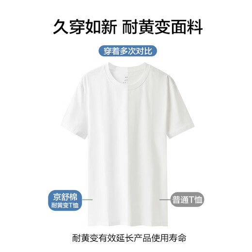Jingshu cotton Jingdong's own brand cotton 10A antibacterial Xinjiang cotton men's short t-shirt T-shirt Valentine's Day white L