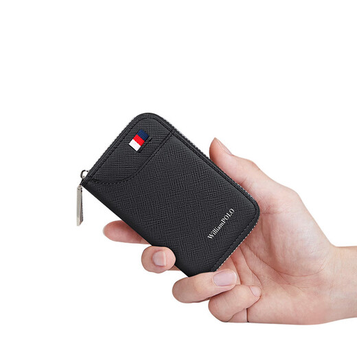 Williampolo Kaiser Paul Card Bag Herren neuer Lederkartenbeutel Brieftasche mit großer Kapazität Access Control Card Hülle Multi-Card-Kartenbeutel 9 Karten-Schwarze Kreuzmuster
