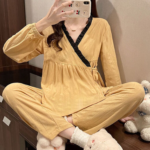 Wanmanduo cardigan pyjamas féminin coton automne style dentelle sexy dentelle à manche en V Célébrité Internet court spectacle 1 3882 # abricot jacquard m recommandé 80-105 Jin [Jin est égal à 0,5 kg]