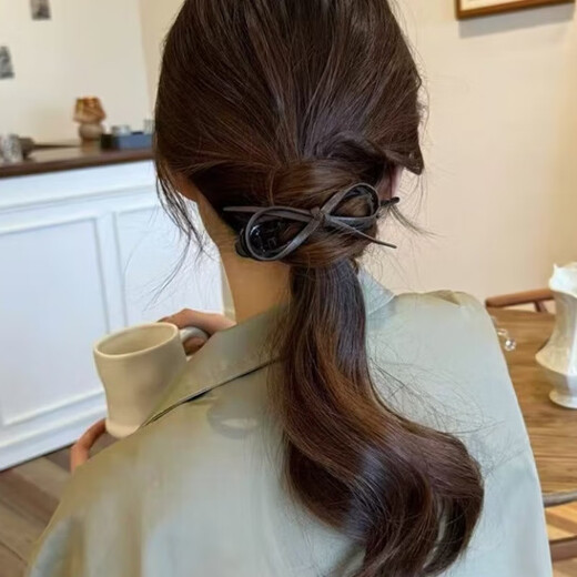 Jay Wei Yi Bow Twist Clip Feminine One-word Clip on the Back of the Head Duckbill Clip Hair Clip Hair Accessory JYFJ135 Coffee Brown