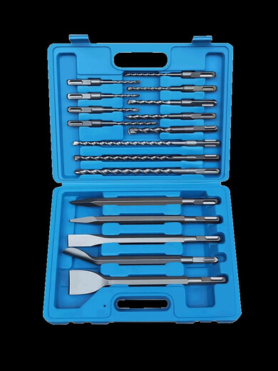 17-piece set of electric hammer drill bits, shovels, and chisels with square handle, four pits, two pits, and two slots, suitable for Bosch electric hammers. 17-piece set of electric hammer drill bits, chisels with round handle, suitable for