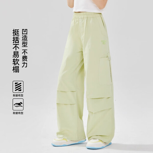 小猪彼特女童工装裤儿童春秋新款洋气宽松直筒阔腿裤女孩大童夏季裤子防蚊 15265杏色 120 cm