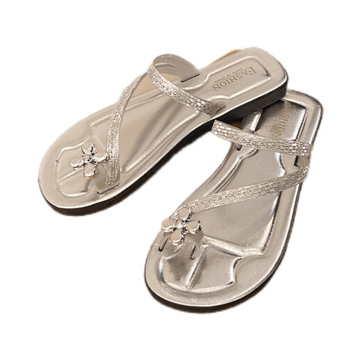 Guadi French slippers for women wearing summer toe sandals with skirts, super beautiful 2025 new fashionable and versatile beach sandals Rhinestone-6626-Black 36-37 [only one size smaller]