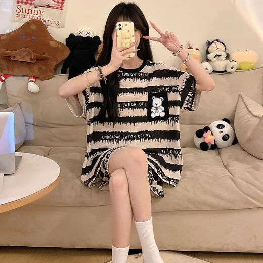 Jingpufei summer cartoon short-sleeved loose home clothing two-piece suit for wearing outside 692 small bag dog, one size 4XL code [recommended 172-200Jin [Jin equals 0.5 kg]]