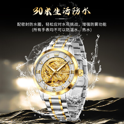 Olius Gold Dragon en forme de dragon 2025 Nouveau cadeau authentique de montre de montre mécanique entièrement automatique pour hommes