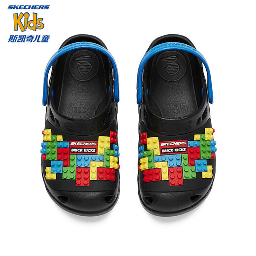 Skecher 2024 summer new style shopping mall same style as children's one-foot kicking hole shoes for boys' beach shoes black/multi-color/BKMT 28.5
