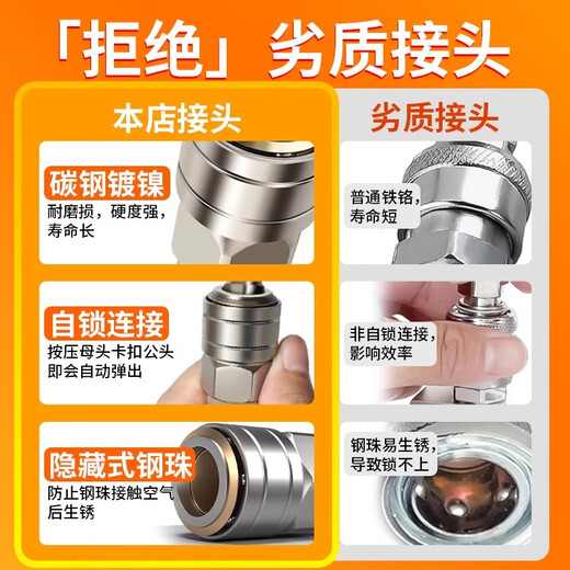 Tracheal quick connector pneumatic tools air compressor air pump C-type self-locking dust blower air duct quick-plug male and female accessories self-locking SP+PP-20 male+female (8mm intubation) 1 set