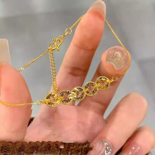 Delano Lao Phoenix Gold Store 999 pure gold Bengal red gold Nordic gold bracelets for men and women, bracelets and five emperor coins exploded Lao Fengxiang