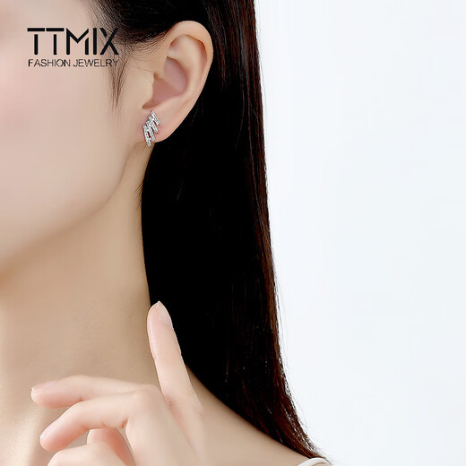 TTMIX Fashion Car Flower Platinum Earrings Women's pt950 Platinum Earrings Temperament and High-end Feeling for Your Girlfriend 3.5-3.7g
