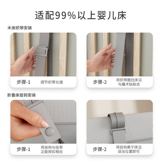 婴儿床挂收纳袋床边尿不湿挂袋多功能尿布台置物收纳挂篮 莫里斯灰（八大分区）