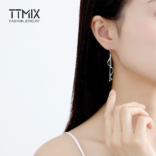 TTMIX long tassel platinum earrings for women pt950 elegant and romantic platinum ear hooks for girlfriend, ready stock 4.5-4.7g