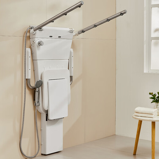 Sitting shower for the elderly, thermostatic folding seat, multi-functional wall-mounted bathing machine, foldable shower handrails, sitting thermostatic shower with top spray, handheld multi-function