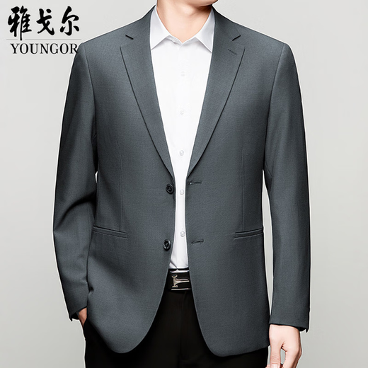 GY雅戈尔西服中年男士商务休闲桑蚕丝单西春秋季免烫薄款西装外套男 6630咖色 S s 165 (100-118斤)