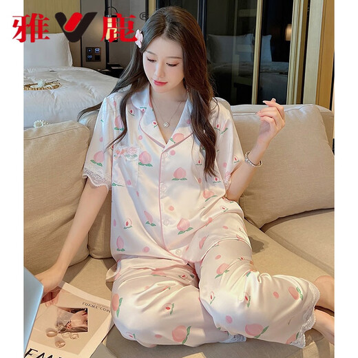 Yalu [Dólar dulce] Pajama de ropa de casa pequeña para mujeres Traje de verano delgado Seda de agua fría delgada pantalones de manga corta Yfy-9905 [pantalones de manga corta] M [recomendado 80-100Jin [Jin equivale a 0,5 kg]]]