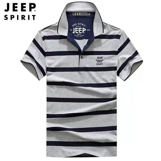 Jeep (Jeep) T-shirt à manches courtes haut de gamme Coton à rayures 2025 Été Nouveau revers à mi-manche mince p0lo Top 683 Green M Green M