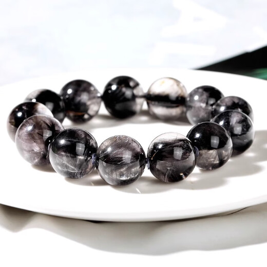 Eternal symbol light luxury collection grade natural black silver titanium crystal bracelet black warrior dragonfly hair bracelet female black hair crystal birthday gift collection grade black silver titanium-20mm