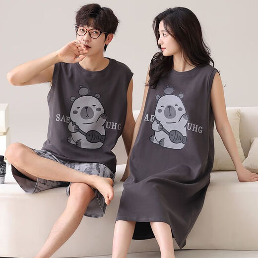 Hualin Fashion Pyjamas Sommer Baumwolle 2025 Frauen kurzärmelige Nachthemd Cartoon süße Männer Sommerkleidung Set 829 170 Frauen m
