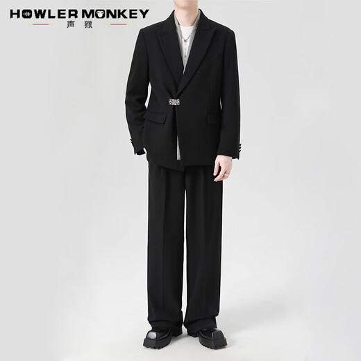 Sound monkey suit suit, men's casual suit, business interview suit jacket, men's professional formal suit, groom's wedding dress, Chinese suit + white shirt + trousers, three-piece suit 2XL (130-150Jin Jin equals 0.5kg))