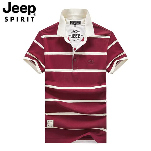 Jeep (Jeep) T-shirt à manches courtes haut de gamme Coton à rayures 2025 Été Nouveau revers à mi-manche mince p0lo Top 683 Green M Green M