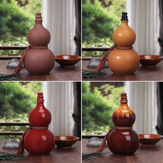 Cat gourd household retro sealed wine bottle empty bottle 1 Jin Jin equals 0.5 kg 3 Jin Jin equals 0.5 kg 5 Jin Jin equals 0.5 kg Wine utensil sealed white wine jar 3 Jin Jin equals 0.5 kg Gourd (colored mud) + rope + transparent shrink film