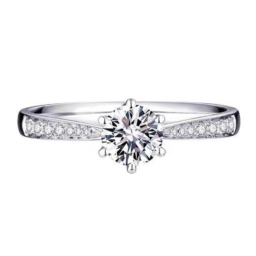 Pt950 platinum six prong row diamond 1 carat moissanite diamond ring women's platinum proposal wedding ring as a gift for girlfriend, light luxury micro-set main diamond 50 points, closed size 12, finger circumference 51-52mm