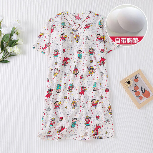 Jingpufei Summer en vyerro de manga corta con almohadilla con almohadilla de dibujos animados dulces de algodón de algodón medio cómodo HDS-9926# Puppy manchado M 160