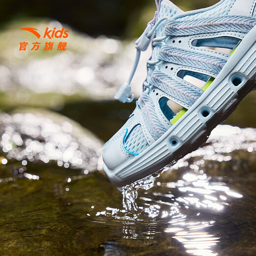 ANTA Children's Shoes Children's Sandals Girls' Shoes 2025 Summer New Outdoor River Tracing Shoes Baotou Beach Shoes Crocs Frozen Blue-1 28