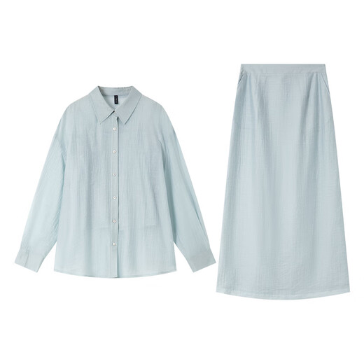Vanciman simple de maillots de maillage pour femmes 2025 Été Nouveau tempérament Cardigan Suspender jupe trois pièces M9898 Blue Green M