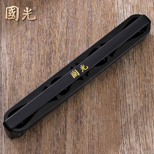Guoguang harmonica 24-hole polyphonic C-tune 28-hole stress professional performance-level adult senior beginners give gifts Matte black [24-hole polyphonic C-tune + self-study gift package +