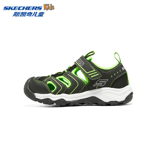 Skechers Children's Sandals Summer Baotou Outdoor Non-Slip Sports Breathable Big Children's Casual Light Soft Soled Beach Shoes Black/Lemon/BKLM 35