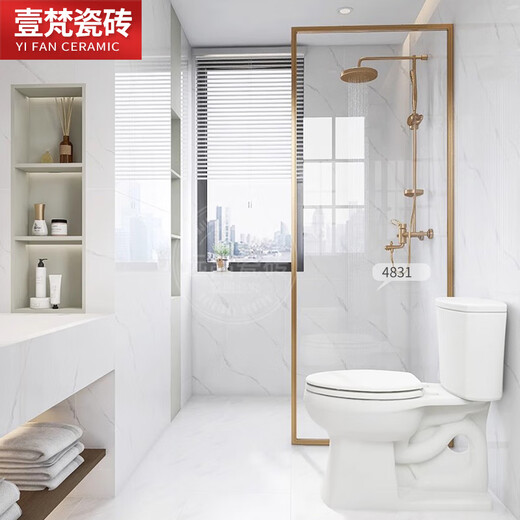 奶油白广东通体大理石卫生间瓷砖400x800墙砖亮光内墙厨房厕所 4837 400*800mm