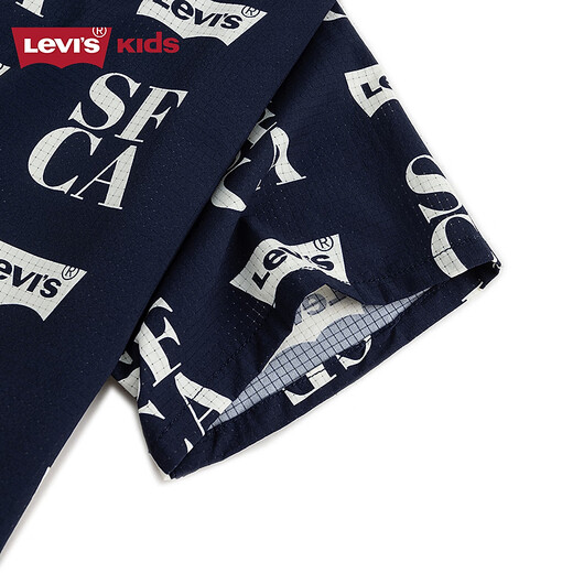 Levi s Levi's Boys' Short-Sleeved Shirt 2025 Summer New Stretchy and Comfortable Children's Short-Sleeved Shirt Dark Indigo 110/56 Recommended Height 104-110cm