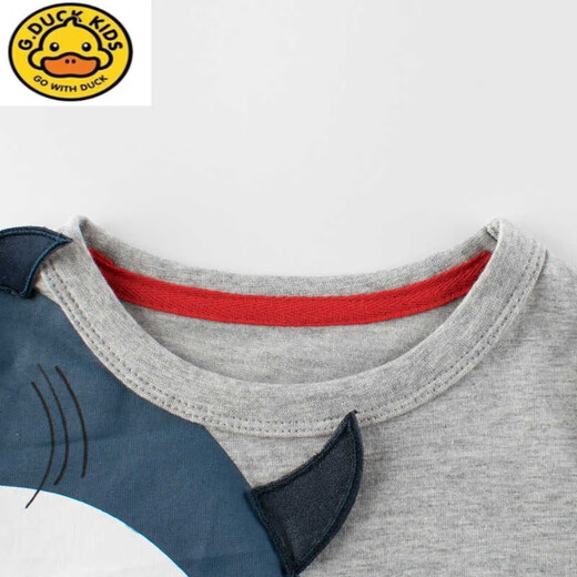 
G. DUCKKIDS boys pure cotton short-sleeved T-shirt summer clothes children's clothing children's baby round neck fashionable top small and medium-sized shark half-sleeved trendy short-sleeved 9272 meters white 90 cm