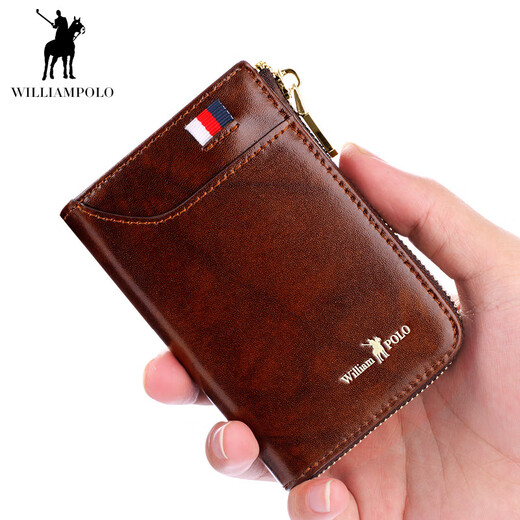 Williampolo Kaiser Paul Card Bag Herren neuer Lederkartenbeutel Brieftasche mit großer Kapazität Access Control Card Hülle Multi-Card-Kartenbeutel 9 Karten-Schwarze Kreuzmuster