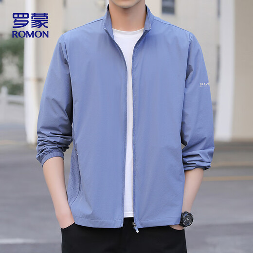ROMON sun protection clothing men's new ice silk skin clothing outdoor fishing casual jacket tops men's ZH2368 haze blue 2XL