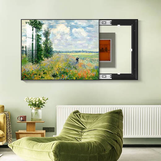 Yonghuan Electric Meter Box Decoration Painting Monet famous paintings Oil painting Restaurant distribution box Electric Meter Box Covering Painting Electric Box Empty Unboxing 16790 70*50 (accommodation 60 length * 40 height) Left push and pull black