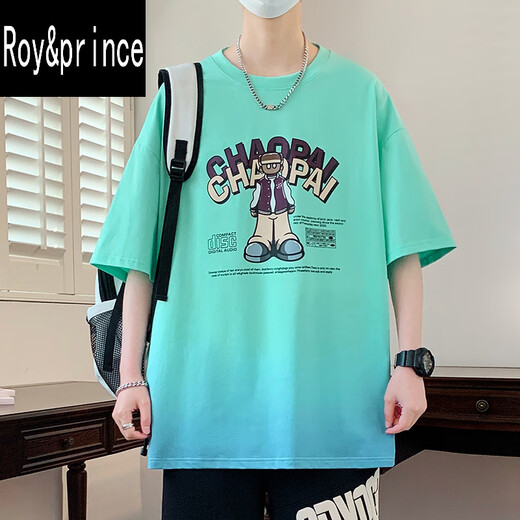 罗伊王子&Roy&prince短袖t恤男潮流12-15岁青少年学生13帅气半袖14大童宽松夏装上衣 6169紫色(单件短袖) 品质保证 L 95-120斤左右