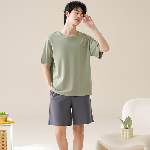 已朵纯棉睡衣男士夏季短袖两件套装2025新款男生休闲宽松家居服 13601 XL 【建议120-140斤】
