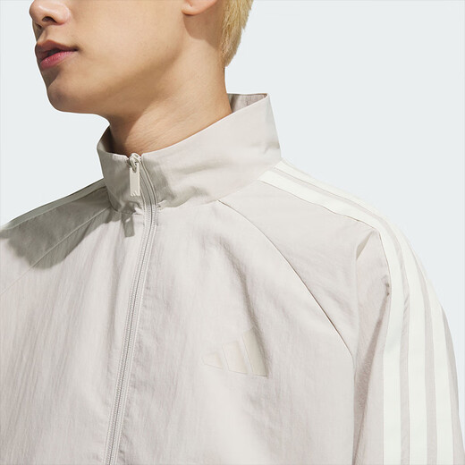 Adidas jacket men's autumn new ragdoll sleeve sportswear casual loose woven stand collar jacket jacket KC3894/Miracle alumina brown/Hanyu white L
