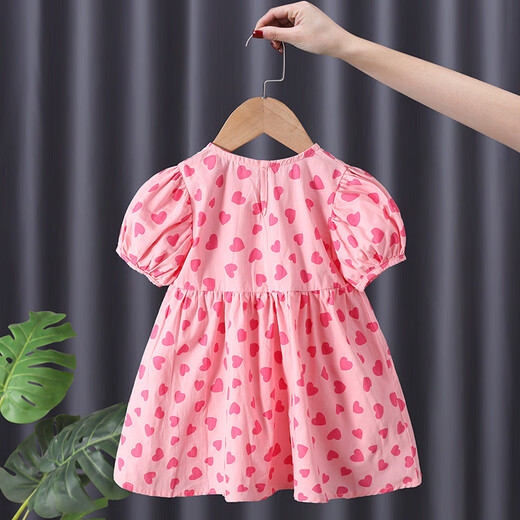 Snoopy fashionable girls dress summer new style love sweet pure cotton breathable children's princess skirt 829 red 80