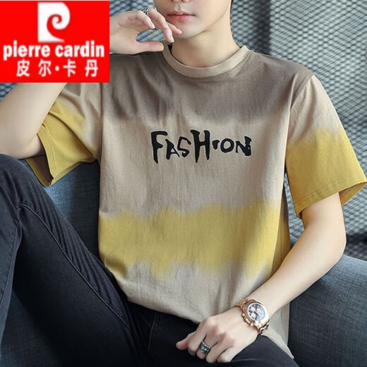 皮尔卡丹（pierre cardin）男士短袖t恤纯棉2025新款半袖体恤衫宽松潮流夏季男装上衣服 Z829灰色 M 【建议90-115斤】
