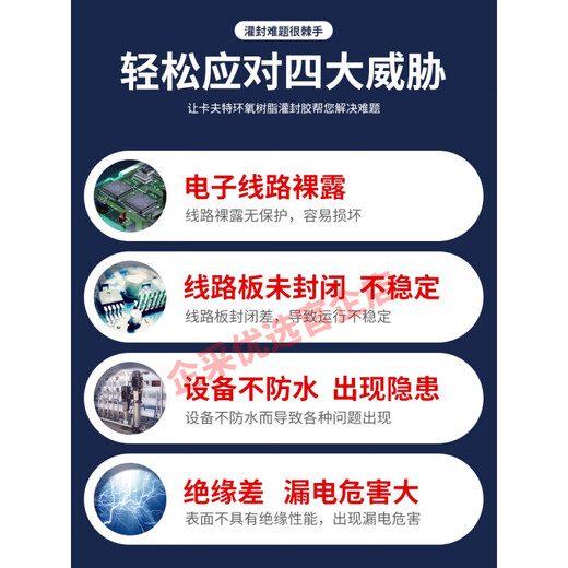 卡夫特K-9741/9761环氧树脂灌封胶耐高温电路板电子灌封胶线路板密封胶 【K-9761透明】灌封专用硬胶(耐