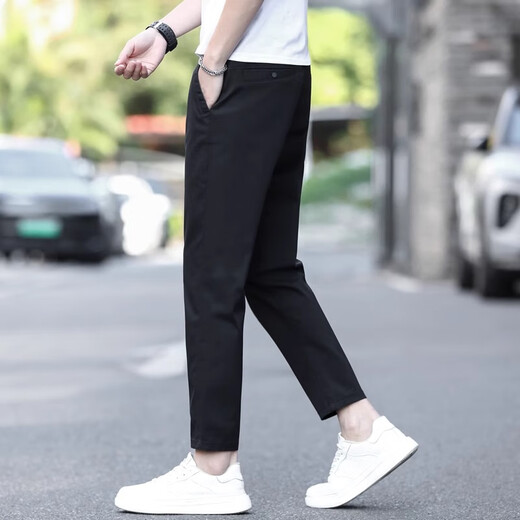 Jeanswest 2025 NEUE SOMERE NEIN-Punkte-Hosen für Männer Ice Seide Dünne schlanke Straight Business Boy Hosen vielseitige Freizeithosen [keine heißverkäufliche Empfehlung] 32 [130-140jin [Jin entspricht 0,5 kg]]