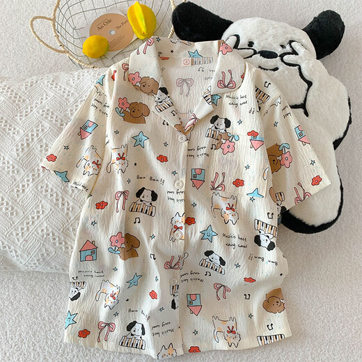 Pajamas pour femmes en été à manches courtes à manches courtes Cotton Summer Summer 2025 Nouvel étudiant Couet ano Cartoon Home Clothing Set QDMBE681 L (165) Recommandé Poids 110 Jin [Jin est égal à 0,5 kg]