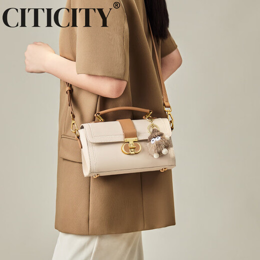 CITICITY轻奢侈品牌包包女包高档斜挎小方包女2025新款时尚520情人节礼物 A款-棕色 长22CM