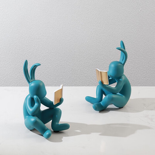 
Simple reading rabbit ornaments cartoon living room wine cabinet study room wall cabinet TV display cabinet home decoration light luxury reading rabbit