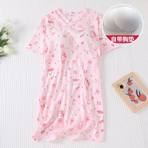 Jingpufei Summer en vyerro de manga corta con almohadilla con almohadilla de dibujos animados dulces de algodón de algodón medio cómodo HDS-9926# Puppy manchado M 160