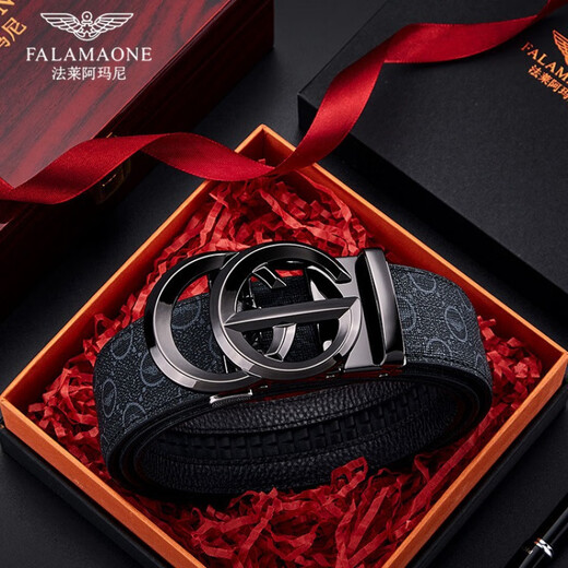 FALAMAONE 2025 NOUVELLE CEINTURATION CEINTROL MEN'S GOLINE CUIR COURTURE CEINTRALLE CEINTROLE PURE CEINDRE DE VOLE PURE CEINTURATION CONSUCHE CONSUCHE PD841Q-LH Boîte cadeau en bois massif 120cm